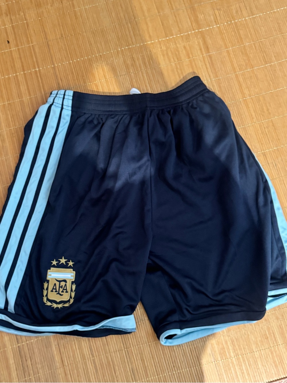 adidas Navy and Light Blue Men's Athletic Shorts with Crest